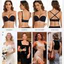 Upushall Strapless Bra Push Up Non Slip Deep V Plunge Underwire Bras for Women Super Padded Add 1 Cup (Black)