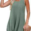 Swimsuit Coverup Summer Dresses for Women Vacation Essentials Eyelet Crew Neck Loose Sleeveless Twisted Dresses, Size 3XL