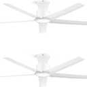 ocioc 52 inch Ceiling Fans with Lights, Large Air Volume Ceiling Fans with Reversible Quiet DC Motor and RemoteWhite-2 pack