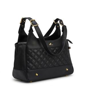 Elegant Embossed Leather Purse Carrier Black for Small Dogs Cats Teddy Poodle Pomeranian 15.3" L x 7.8" W x 8.26" H PBB02