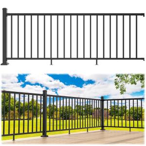 Egadis 36 in. H x 8 ft. W Porch and Deck Railing Kit, Aluminum Railing Kit, Black Textured AAMA 2604 Powder-Coat Finish Modular Rail System for Outdoor Decks, Porches & Balconies (1 Post, 1Panel)