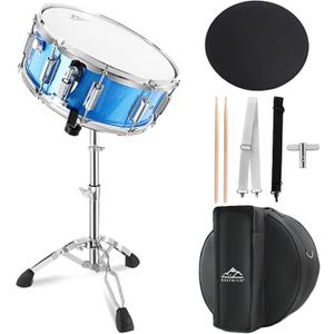 EASTROCK Snare Drum Set 14X5.5 Inches with stand for Student-Blue
