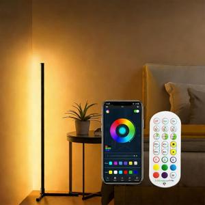 RGBIC Floor Lamp, LED Corner Lamp Works Smart APP, Smart Modern Floor Lamp with Music Sync and 16 Million DIY Colors, Color Changing Standing LED Lamp for Bedroom Living Room