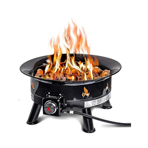 Outland Living Firebowl Deluxe 893 Propane Fire Pit Bundle  19 Smokeless Outdoor Gas Fire Pit, 58,000 BTU, Lava Rocks, Cover & Carry Kit, 34" Flame-Resistant Fire Mat, CSA-Approved
