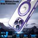 for iPhone 16 Pro Max Case,with Magnetic Invisible Ring Stand,Camera Lens Protecto,Transparent Electroplating Soft TPU Bumper Phone Case,Unisex Not Yellowing Slim Fit Case,Purple JUS25-15