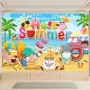 Hello Summer Banner, 71" X 43" Gnome Summer Banner Summer Party Decorations for Outside Indoor, Summer Decorations Banner for Beach Summer Decorations Summer Decorations for Home Office