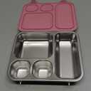 Elk and Friends Kids Stainless Steel Bento Box with Silicone Lid | Leak-proof | Toddler Lunch Container | 4 Compartments | Dishwasher Safe (Blush)