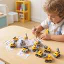 Valentines Day Gifts for Kids, 24Pack Construction Vehicles Toys Valentines Cards Bulk Valentine Exchange Cards Novelty Toys for Boys Girls Toddlers Class Classroom School Party Favor