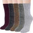 Loritta Wool Socks for Women, Winter Warm Stocking Stuffers Gifts for Women Cabin Crew Hiking Boot Socks (Large, B5-solid Color 01)