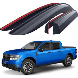 Goodyear Shatterproof Window Deflectors for Ford Maverick 2022-2025, Tape-on Rain Guards, Window Visors, Vent Deflector Visor, Car Accessories, 4 pcs. - GY008736