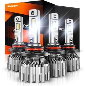 SEALIGHT 9005 9006 Fog Lights - for Off Road Powersports- 6000k Cool White LED Light with 20000 RPM turbo Fan 60000H Lifespan, 1:1 Mini Size Fog Lights, Pack of 4