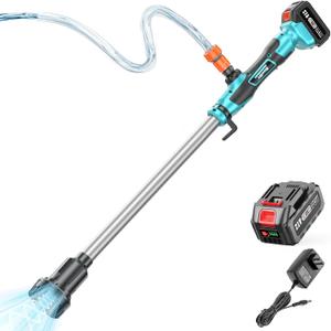 Seesii Cordless Stick Water Transfer Pump, with 4000mAh 21V Battery & Charger, 720GPH, 32FT Head, Handheld Portable Utility Sump Pump Kit with 3/4" Outlet for Pool/Garden/Pond/RV/Boat Draining (Light Blue)