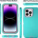 for iPhone 14 Pro Max Case 6.7" with 2 Screen Protector, Full Body Heavy Duty Military Grade Cover, Shockproof/Drop Proof Protection Phone Case (Mint Pink)