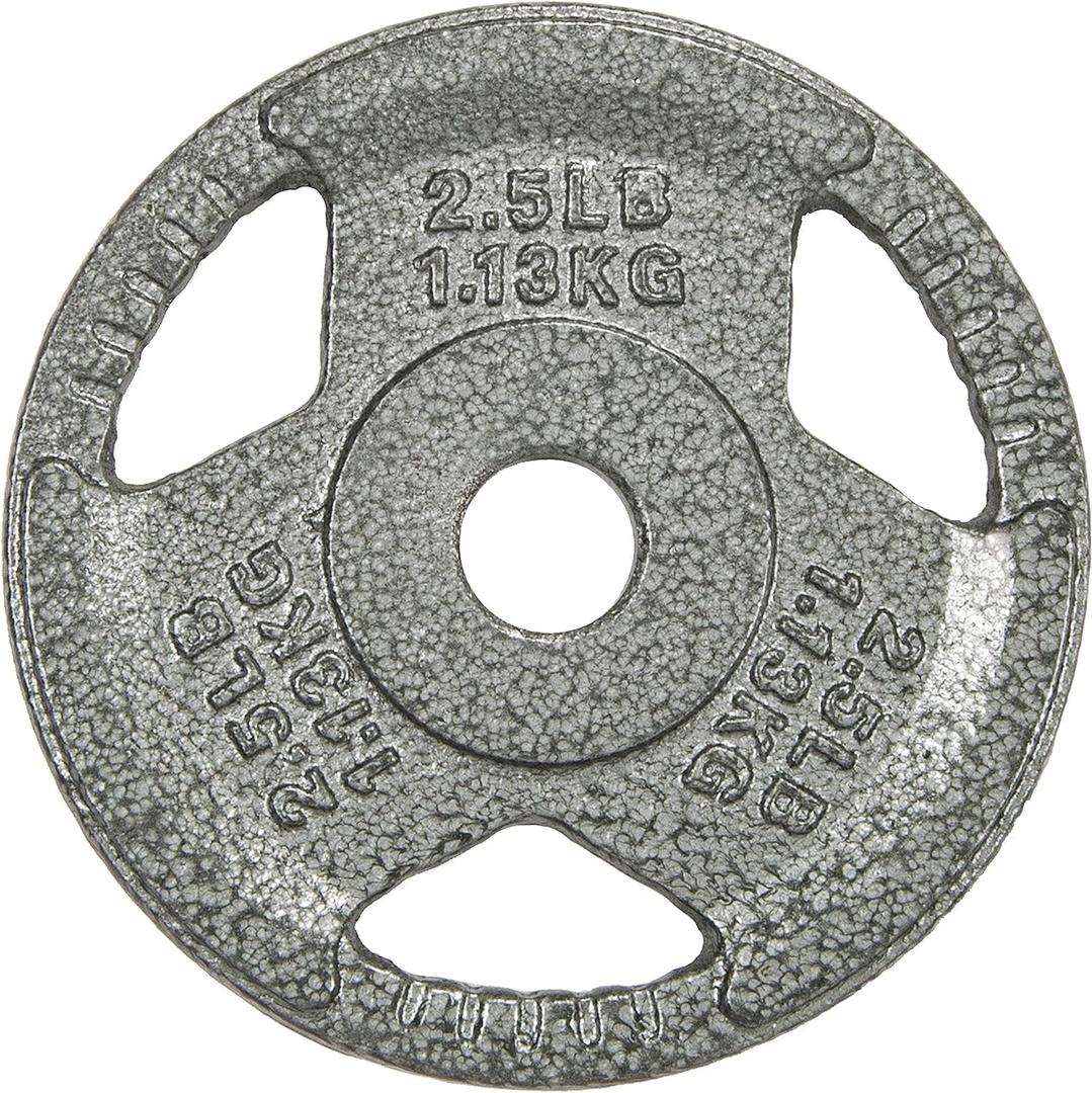 HulkFit 1 inch or 2 inch Cast Iron Weight Plate Set with Multi-Grip Handles and Enamel Coated for Barbells & Strength Training - Grey