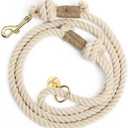 Handmade Rope Leashes for Small Dogs - 5FT Organic Cotton Natural Braided Dog Leash