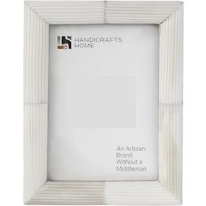 Home White Picture Frame 8x10 in., Handmade Ridged Bone inlay Vintage Photo Frame for Tabletop & Wall Display, Farmhouse, Modern & Minimal Home & Office Decor, Decorative Photo Frame for Living Room, Bedroom, Desk & Gallery Wall