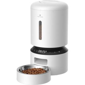 PETLIBRO Automatic Cat Feeder, Automatic Dog Food Dispenser with Freshness Preservation, 5L Timed Pet Feeders for Dry Food, Up to 6 Meals Per Day, Granary 5L Basic Button Type White