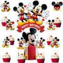 25pcs Mickey Cake Decorations with 24pcs Cupcake Toppers, 1pcs Cake Topper for Mickey Birthday Party Supplies