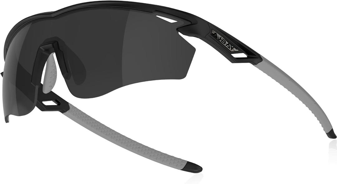 Polarized Sports Sunglasses for Men Women, Wrap Around Sun Glasses for Running Cycling Baseball Fishing Golf Hiking (Black)