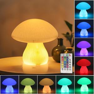 Mushroom Lamp Small Lamp, 16 Colors Changing Mushroom Night Light Battery Operated with Remote, Christmas Table Lamp for Woman Bedroom Living Room Cottagecore Decor, 7.8'
