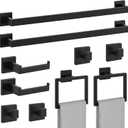 10-Pieces Matte Black Bathroom Accessories Set, 24 Inch Bathroom Hardware Set, SUS304 Stainless Steel Bath Towel Bar Set, Towel Racks for Bathroom Wall Mounted