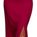 PRETTYGARDEN Women's Summer One Shoulder Long Formal Dresses Sleeveless Ruched Bodycon Wedding Guest Slit Maxi Dress (Wine Red)