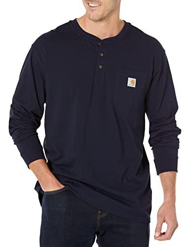 Carhartt Men's Solid Henley Long Sleeve Work Shirt Navy XX-Large
