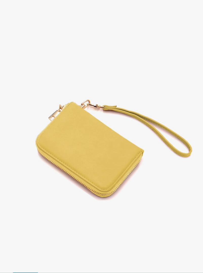 LOVESOME Womens Small Zip Around, Double Zip Around - Double Compartment Wristlet Wallet with Wrist Strap