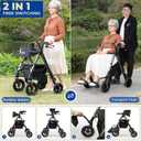 Foldable Rollator Walkers for Seniors with Seat, Lightweight 2 in 1 Rolling Walker Wheelchair Combo for Adult, Transport Chair with Brakes, Adjustable Seat and Handle, 300 Lb. Weight Capacity, Grey