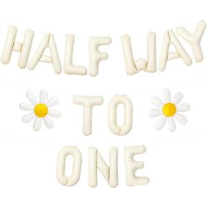 1/2 Balloon Birthday Banner Half Way to One Baby Girl Boy Decorations 6 Month Birthday Party Decorations 1/2 Way to One Half Birthday Baby Shower Decoration for Little Girl Boy
