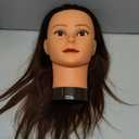 Traininghead 20-22" Female 100% Human Hair Mannequin Head Hair Styling Training Head Cosmetology Manikin Head Doll Head for Hairdresser with Free Clamp (Brown)