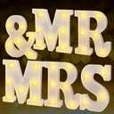 JUSTOTRY 6Pcs Mr & Mrs LED Light Up Letters, Shiny Freestanding Mr and Mrs Sign Lights for Marriage Anniversary Celebration Engagement Banquet Wedding Table Decoration (Warm White)