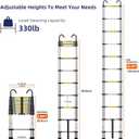 10.5ft Telescoping Ladder, Multi-Purpose Collapsible Ladder with Hook, Aluminum Extension Ladders for Home, Folding Telescoping Ladder for RV, Attic, Daily Use at Home, 330 lbs