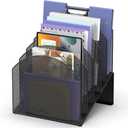 5-Section Desk File Organizer, Vertical File Organizer for Desk, Mesh Mail Holder for Letter Size Folders, Black