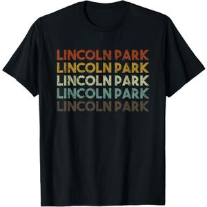Lincoln Park, Michigan - Retro Vintage City Shirt T-Shirt (Small, Black)