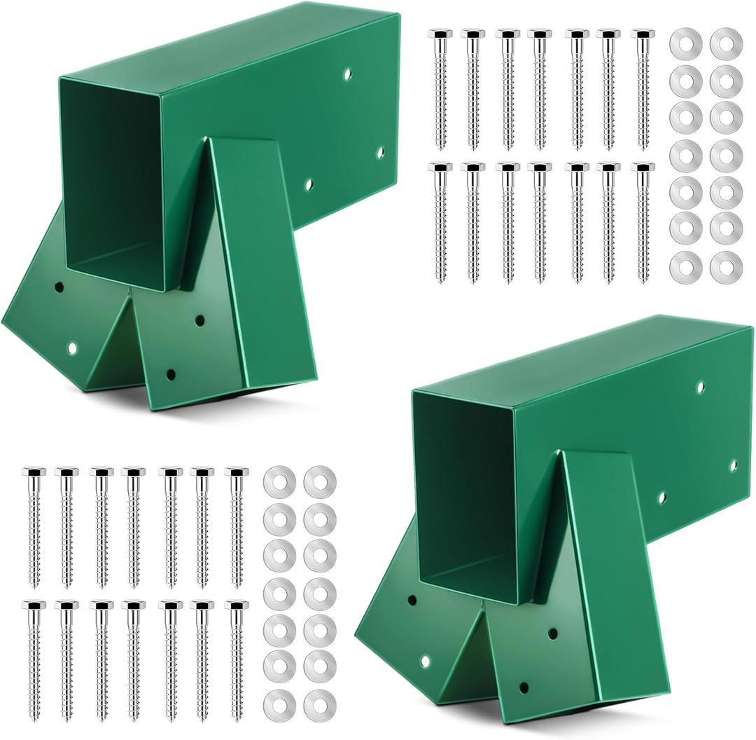 Duraaamo 2 Pcs Swing Set Brackets A Frame Hardware Kit for Outdoor,Green