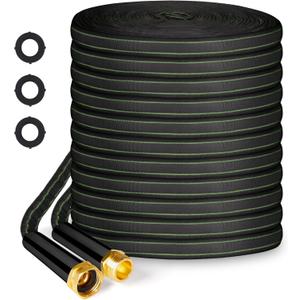 Garden Hose 75ft Flexible Water Hose Non-Expandable High Pressure Kink-Free Leakproof Durable Portable Lightweight Outdoor Yard Lawn Black Fabric Watering Hose with 3/4" Aluminum Fittings
