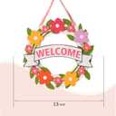 13 Inch Spring Welcome Wreath -Colorful Floral Door Hanger with Welcome Banner for All-Season Home Porch Front Door Fireplace Wall Decor Party Store Holiday Decor