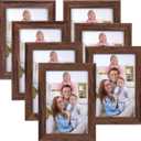 Giftgarden 4x6 Picture Frame Brown Set of 7 Rustic Walnut-Color Photo Frames 4 by 6 for Tabletop or Wall
