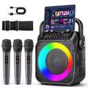 Karaoke Machine, Portable Bluetooth Speaker with 3 Wireless Microphones for Adults & Kids with Lights, Karaoke Microphone with PA System Supports USB/TF/FM/AUX for Home Party Home System Packages
