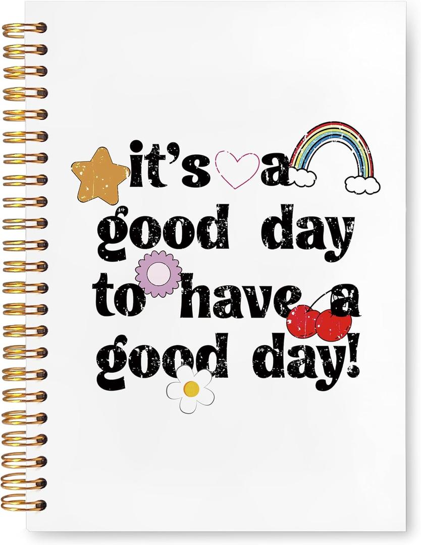 VIIJJUE Groovy Mental Health Notebook, Inspirational Journal, Positive Quote Journals for Writing, It's a Good Day to Have a Good Day Motivational Hardcover Spiral Notebooks, 5.5x8.3 Inch