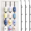 SWTYMIKI Over Door Hat Rack - 3 Packs Metal Hanging Hat Organizer with 12 Hooks Design, Baseball Cap Hanger Organizer Storage Holds up to 60 Caps for Door, Bedroom, Closet (Black)
