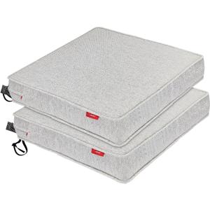 Pcinfuns Outdoor Chair Cushion 22 x 22 Inch Seat Cushions for Patio Furniture Garden Sofa Couch Chair Pads with Adjustable Straps Set of 2, Linen Gray