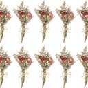 PATIKIL Mini Dried Flower Bouquet, 10 Pcs Rose Natural Wildflower with Stem Decor Baby's Breath Boho Floral Plant Flower for Crafts DIY Photo Props Gift Wedding Decor, Dark Red