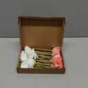 Hoteam 10 Pcs Artificial Gerbera Daisy Flowers PU Fake Daisy Decorations Pink White Real Touch Bouquet with Stems Table Centerpieces Home Decor for Wedding Bridal Birthday Baby Shower Party Supplies