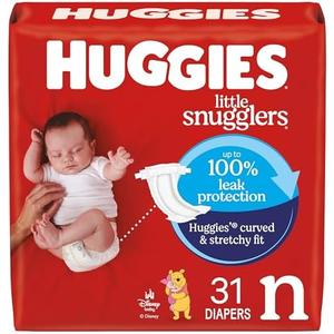 Huggies Size Newborn Diapers, Little Snugglers Baby Diapers, Size Newborn (up to 10 lbs), 31 Count, Packaging May Vary. 2 pack
