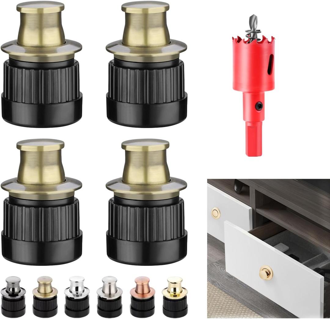 Recessed Drawer Pulls Tatami Handle Invisible Knobs for Furniture and Cabinet (4PCS Blue Bronze with Hole Puncher)