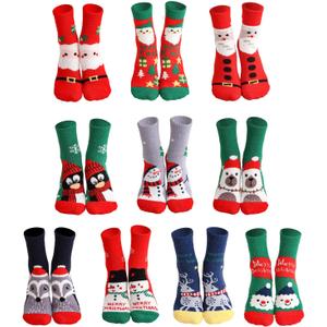 Gellwhu Adult Christmas Fuzzy Socks with Grips Plus Size Warm Winter Luxury Cozy Fluffy Holiday Socks Stocking Stuffers Gifts (Large, 10 Pairs C)