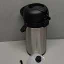 TableCraft 12658 Stainless Steel Airpot with Swivel Base, 2.5 L (84 oz), Matte Silver Finish, Vacuum Insulated, Lockable Hot and Cold Airpot with Handle, Push-Button Dispenser