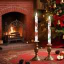 Christmas Flameless Taper Candles 2 Pack Christmas Poinsettia Flowers Battery Operated Candle with Remote Real Wax Flickering LED Fake Candle Home Decor for Xmas New Year Wedding Party